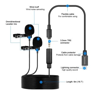 میکروفون یقه ای با سیم سارامونیک مدل LavMicro U1C رابط Lightning